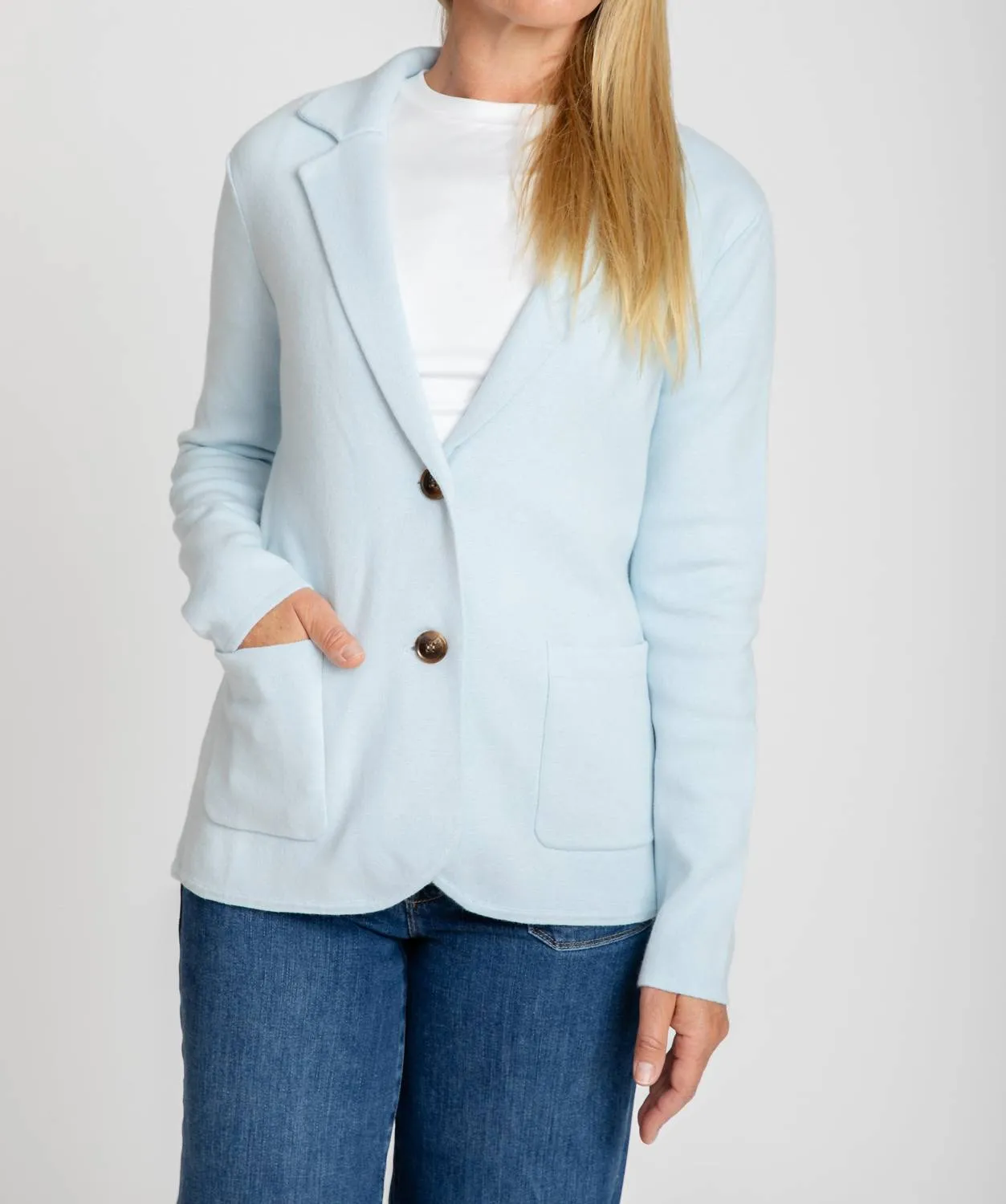 Milly Knit Blazer In Frost Blue
