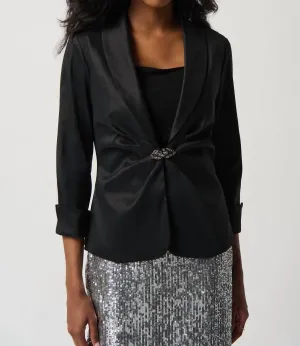 Taffeta Fitted Blazer In Black
